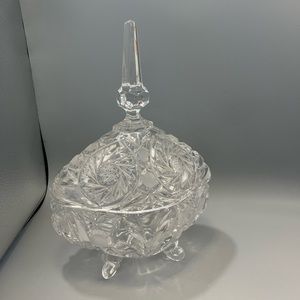 Vintage Anna Hutte Bleikristall footed, oval Candy Dish. 24% lead Crystal.